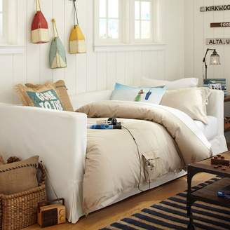 Pottery Barn Teen Jamie Daybed Frame + Daybed Slipcover + Mattress Slipcover, Full, Flax Washed Grainsack, QS EXEL