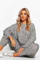 Thumbnail for your product : boohoo Plus Crop Batwing Boxy Rib Knit Lounge Set