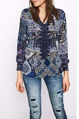 Desigual Navy Crocheted Blouse