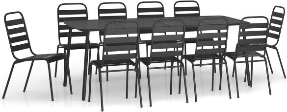 VidaXL vidaXLGardenDiningSetAnthracitePowder-CoatedSteelLargeStackable