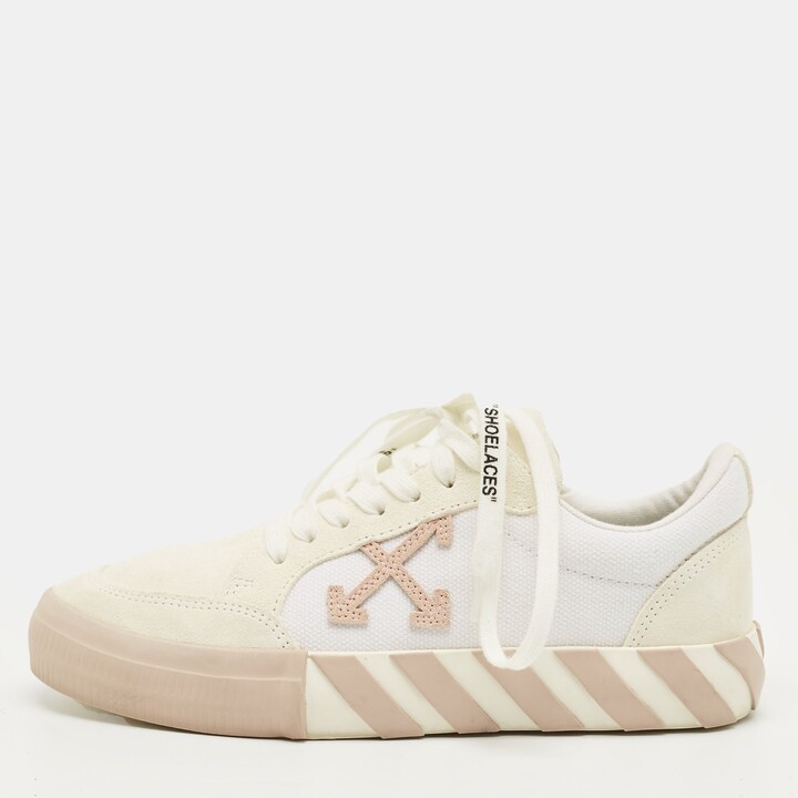 Off-White White Canvas Vulcanized Lace Up Sneakers