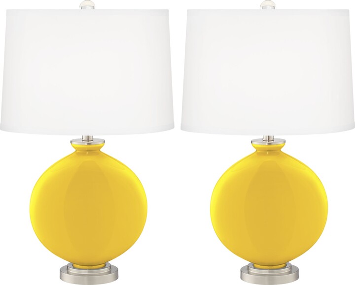 Color Plus Carrie 26 1/2" Citrus Yellow Table Lamps Set of 2