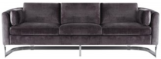 The Well Appointed House Milan Grey Velvet Sofa with Stainless Steel Base