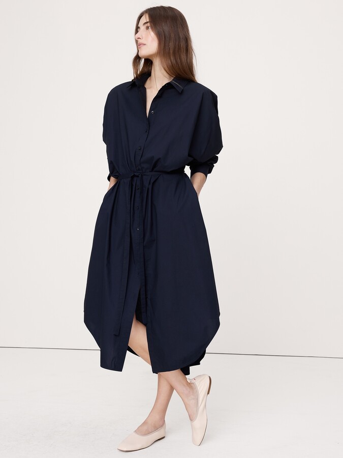 Banana Republic Cotton Poplin Midi Shirt Dress