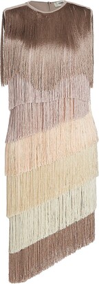 Fendi Colorblocked Tiered Fringe Dress - ShopStyle