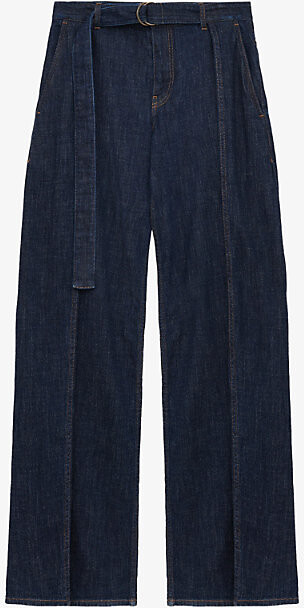 Loewe Womens Indigo Blue Belted Faded-Wash Denim Jeans 6