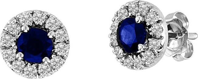 Diana M Fine Jewelry 14K 0.93 ct. tw. Diamond & Sapphire Halo Earrings