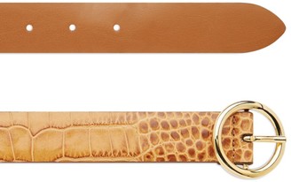 Andersons Leather Croc-Embossed Circle Buckle Belt
