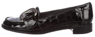 Stuart Weitzman Patent Leather Round-Toe Loafers