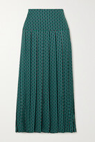 Thumbnail for your product : Cefinn Sienna Pleated Printed Crepe De Chine Midi Skirt