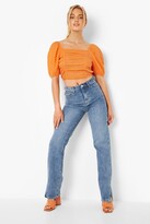 Thumbnail for your product : boohoo Puff Sleeve Cheesecloth Ruched Top