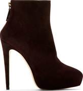 Thumbnail for your product : Brian Atwood Plum Suede Platform Gia Ankle Boots