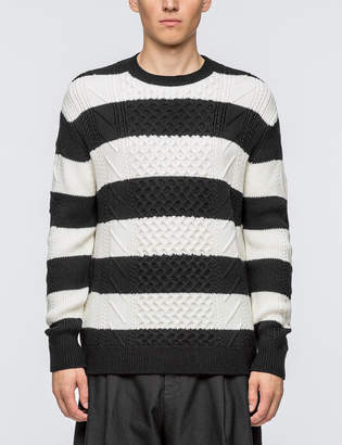 McQ Striped Cable Crewneck Sweater