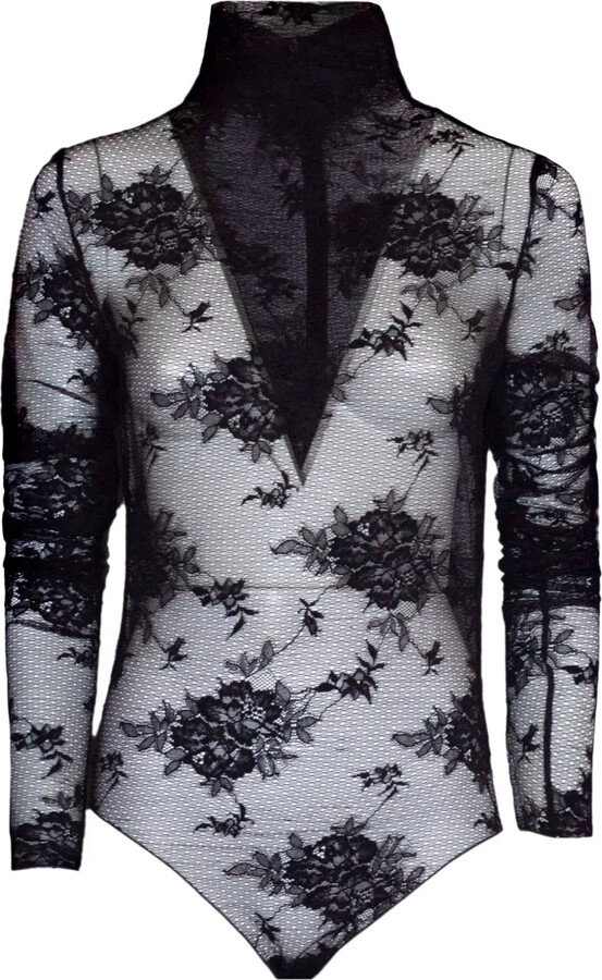 THE ANDAMANE Floral-Embroidered Bodysuit