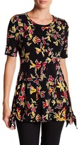 Thumbnail for your product : Chaus 3/4 Length Sleeve Floral Zip Sharkbite Blouse