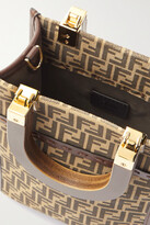Thumbnail for your product : Fendi Sunshine Shopper Mini Leather-trimmed Printed Suede Tote - Brown