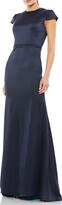 Thumbnail for your product : Leena for Mac Duggal Cap Sleeve Satin A-Line Gown
