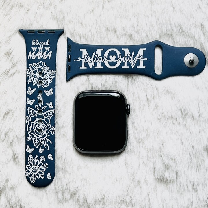 Blessed Mama Engraved Apple Watch Band, Personalized Band For Women
