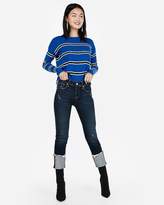 Thumbnail for your product : Express Mid Rise Ripped Cuffed Cropped Skinny Jeans