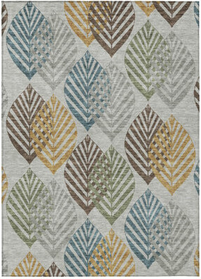 HomeRoots 10' X 14' Teal Blue Floral Washable Indoor Outdoor Area Rug