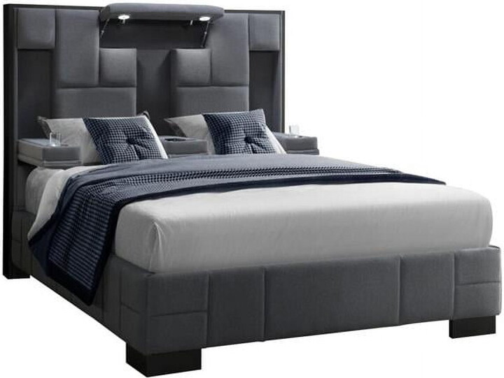 Oscar Dark Grey 8 Queen Bed No Wood Trim