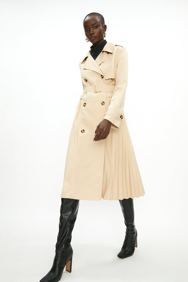 Pleated Trench Coat - ShopStyle