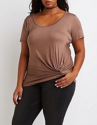 Charlotte Russe Plus Size Knotted Boyfriend Tee