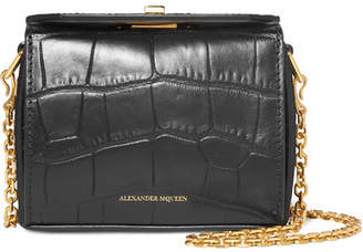 Alexander McQueen Box Bag Nano Croc-effect Leather Shoulder Bag