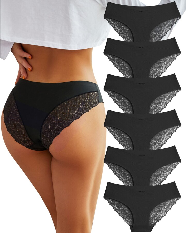 Justgoo Womens Sexy Thongs Lace Panties Underwear Low Rise Plus