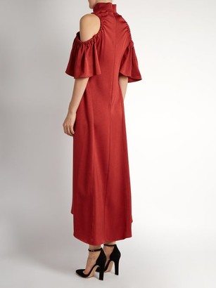Ellery Deity Cut-out Shoulder Matte-satin Dress - Dark Red