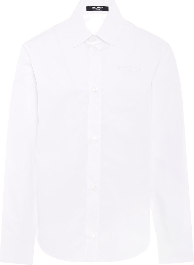 Balmain White Shirt For Boy With Logo