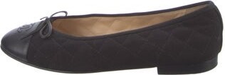 Chanel Interlocking CC Logo Bow Accents Ballet Flats
