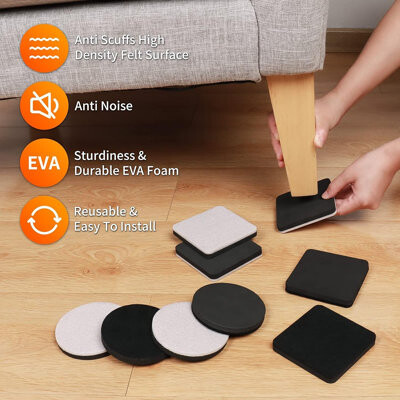 MAXAYA Felt Furniture Movers Sliders For Hardwood Floors, 16 Pcs Square Reusable Felt Furniture Moving Pads, Sliders For Moving Heavy Sofa Table Couch Cabine