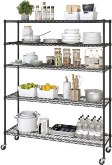 Seville Classics UltraDurable 60" W x 18" D 5-Tier NSF-Certified Steel Shelving with Wheels