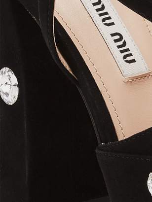 Miu Miu Crystal-Embellished Suede Curved-Heel Sandals