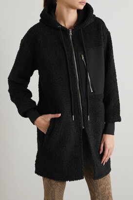 Varley Olympus Oversized Hooded Jersey-paneled Faux Shearling Coat - Black