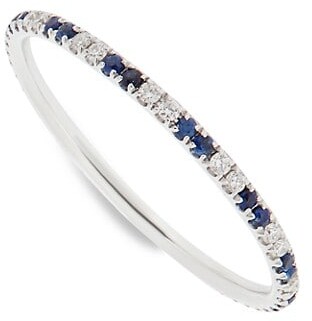 Ileana Makri 18K White Gold, White Diamond & Blue Sapphire Thread Band Ring