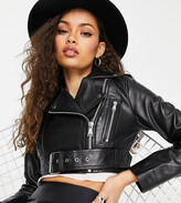 Thumbnail for your product : Barneys Originals real leather cropped biker jacket