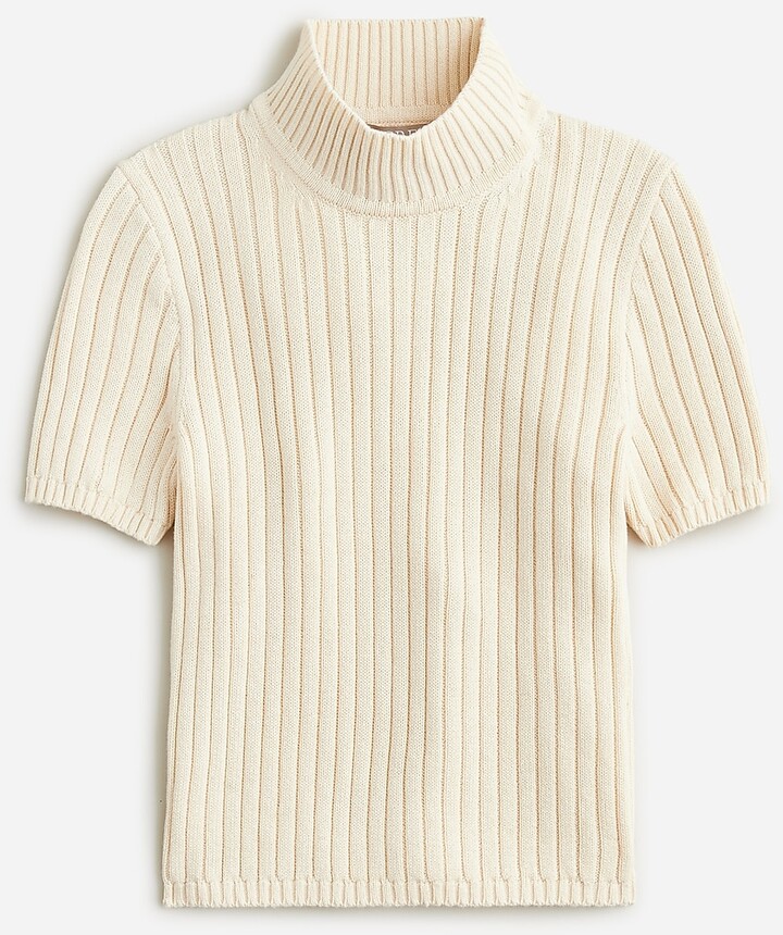 Mock Neck J Crew Turtleneck Womens Cotton-blend Short-sleeve