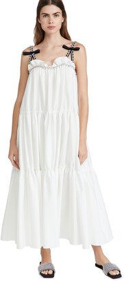 Area Shirred Maxi Dress with Contrast Crystal Straps