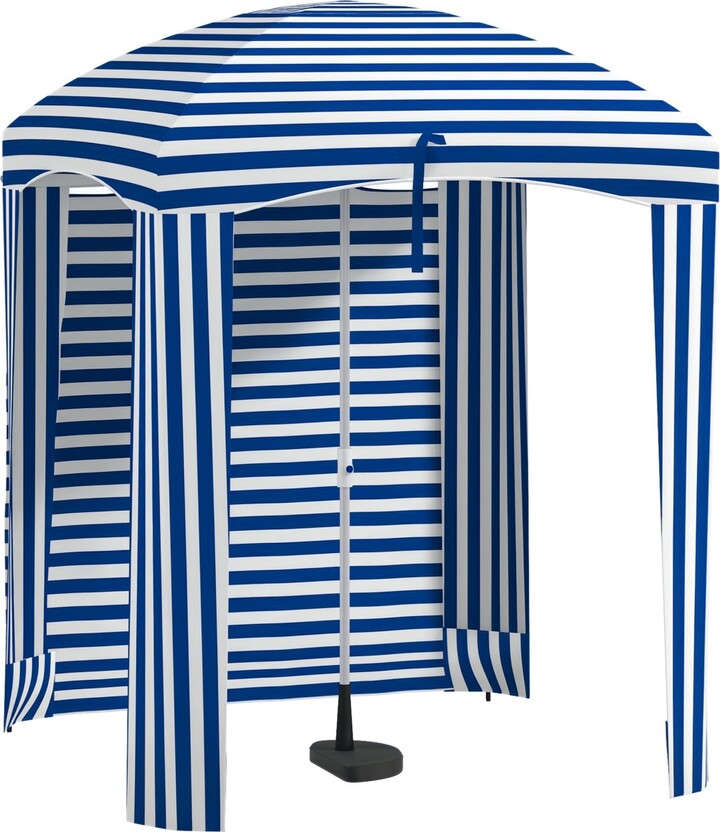 Outsunny Beach Cabana Umbrella with Bag Windows Stripe