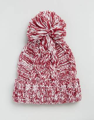 Alice Hannah Marl Chunky Knit Cable Stitch Beanie Hat