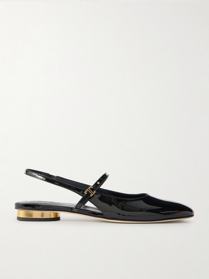 Tod's Patent-leather Mary Jane Slingback Flats - Black
