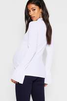 Thumbnail for your product : boohoo Maternity Rib Long Sleeve Frill Cuff Top