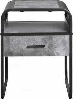 17 Stories Raziela Concrete Wood Top Coffee Table with Sled Base,Drawer