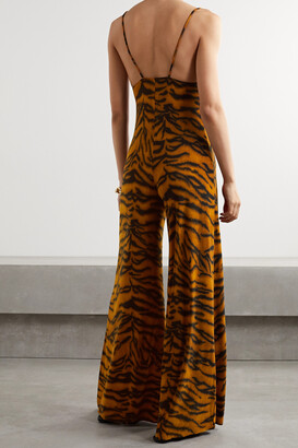 Norma Kamali Tiger-print Stretch-jersey Jumpsuit - Brown