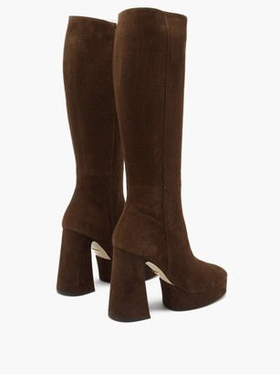 Gucci Madame Suede Knee-high Platform Boots - Dark Brown