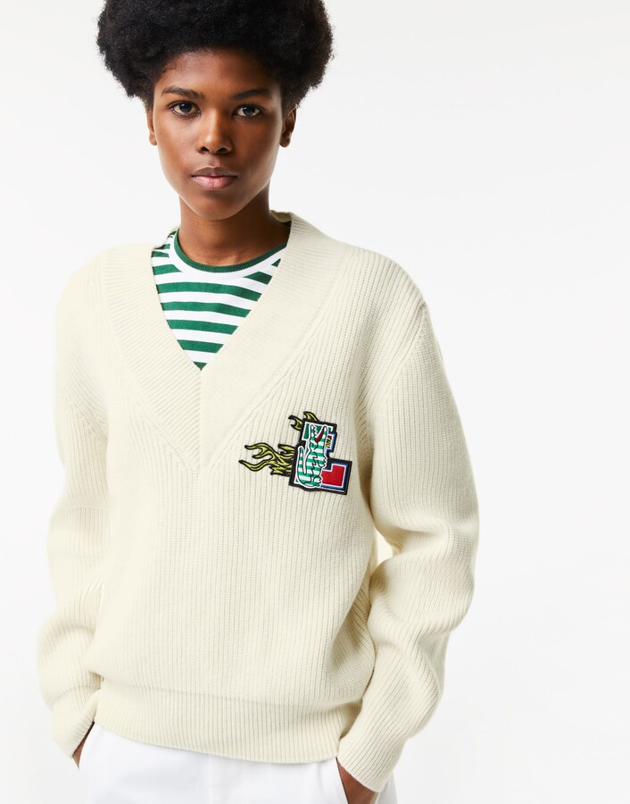 Women Lacoste V Neck Sweaters | ShopStyle