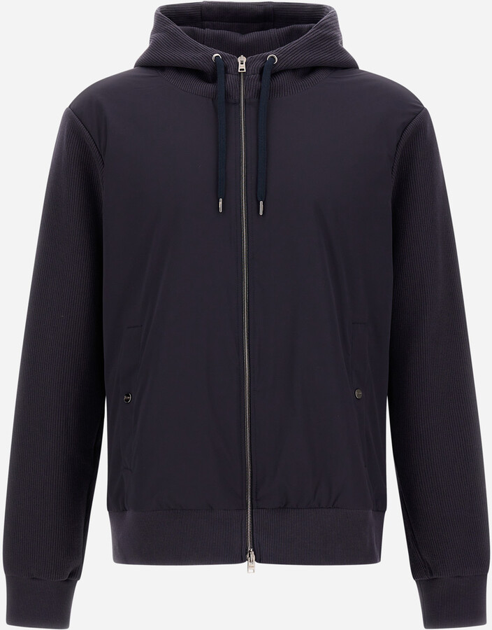 Herno Resort Jacket In Knit Effect Interlock And Travel Nylon Ponente