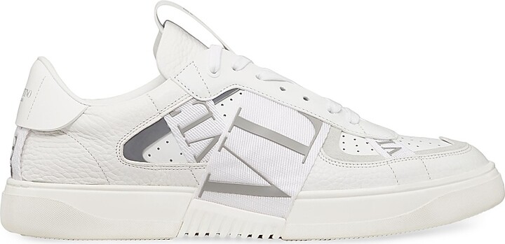Valentino Garavani Men's Low-Top Calfskin VL7N Sneakers with Bands - White - Size 12.5